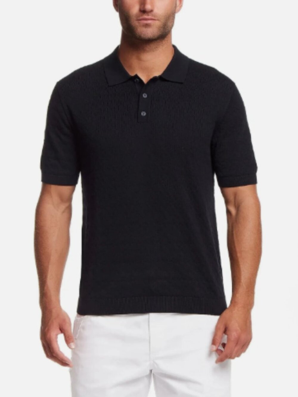 Weatherproof Men's Staggered Rib Short Sleeve Polo Navy